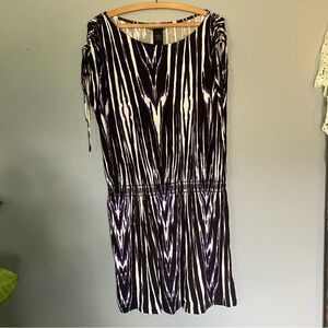 Blue black and white tunic dress Elegant Black and White Striped Dress